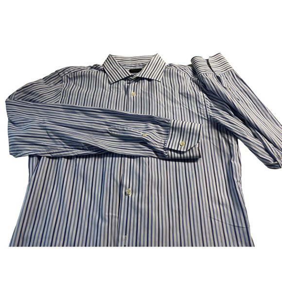 Valentino Roma Men Shirt Long Sleeve Button Up Blue Slim Fit 15.5 42 Medium M - Picture 5 of 8